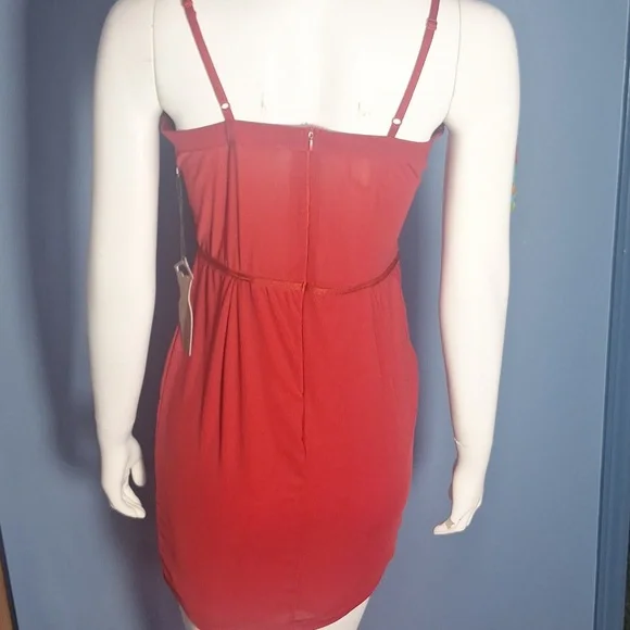 Haute Monde Red Corset Ribbed Bodycon Cocktail Dress Size Large - Picture 5 of 9